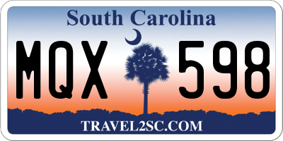 SC license plate MQX598