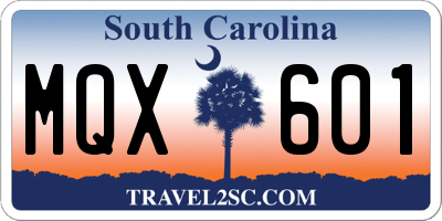 SC license plate MQX601