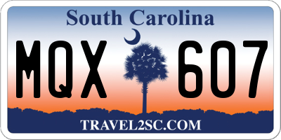 SC license plate MQX607