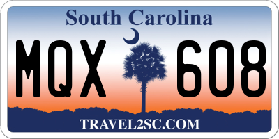 SC license plate MQX608