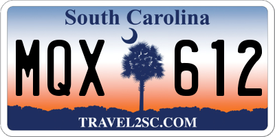 SC license plate MQX612