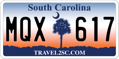 SC license plate MQX617