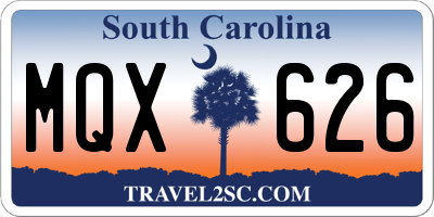 SC license plate MQX626