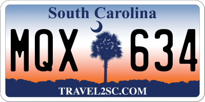 SC license plate MQX634
