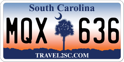 SC license plate MQX636