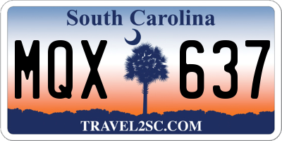 SC license plate MQX637