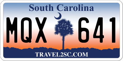 SC license plate MQX641