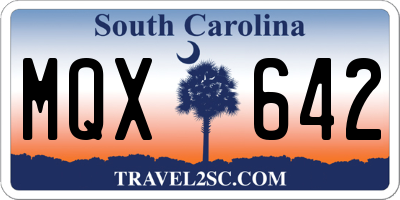 SC license plate MQX642