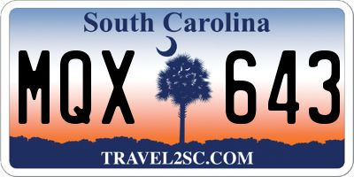 SC license plate MQX643