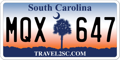 SC license plate MQX647