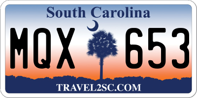 SC license plate MQX653