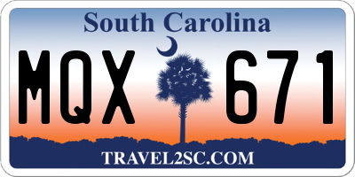 SC license plate MQX671