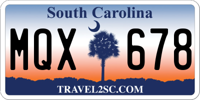 SC license plate MQX678