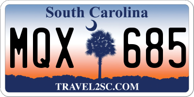 SC license plate MQX685