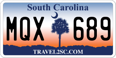 SC license plate MQX689