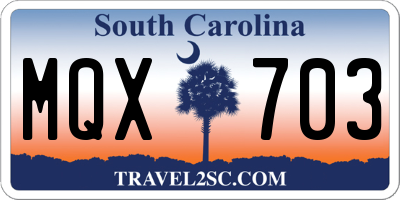 SC license plate MQX703