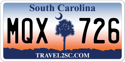 SC license plate MQX726