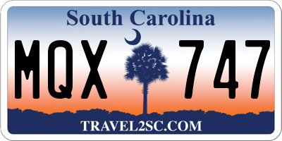 SC license plate MQX747