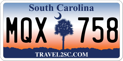 SC license plate MQX758