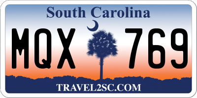 SC license plate MQX769