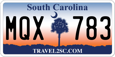 SC license plate MQX783