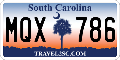 SC license plate MQX786