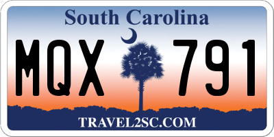 SC license plate MQX791