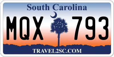 SC license plate MQX793