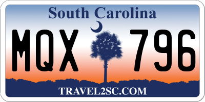 SC license plate MQX796