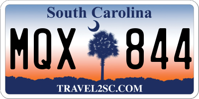 SC license plate MQX844
