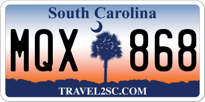 SC license plate MQX868