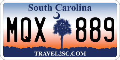 SC license plate MQX889