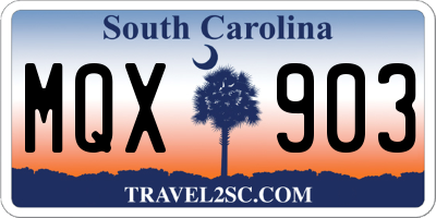 SC license plate MQX903