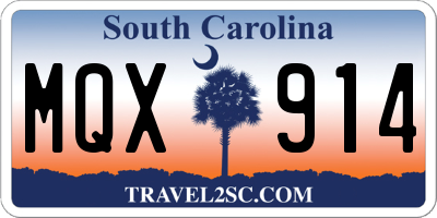 SC license plate MQX914