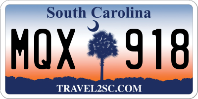 SC license plate MQX918