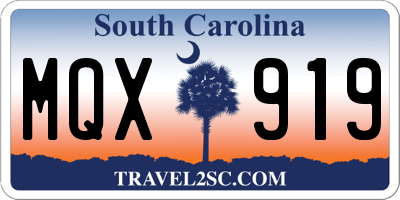 SC license plate MQX919