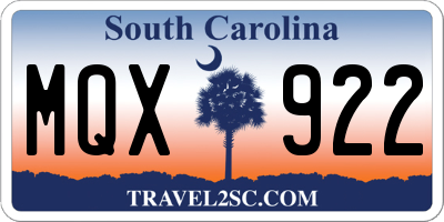 SC license plate MQX922
