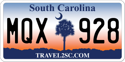 SC license plate MQX928