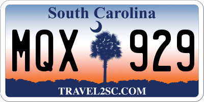 SC license plate MQX929