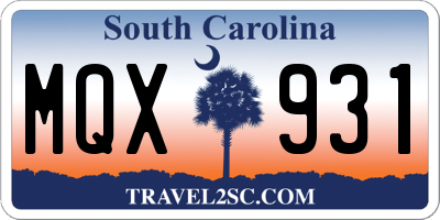 SC license plate MQX931