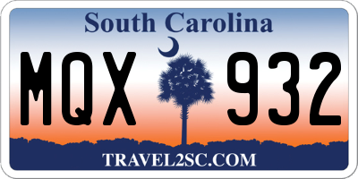 SC license plate MQX932