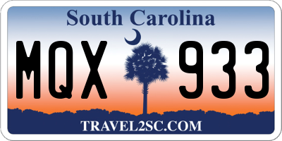 SC license plate MQX933