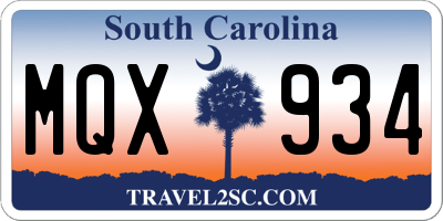 SC license plate MQX934