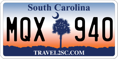 SC license plate MQX940