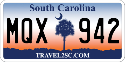 SC license plate MQX942