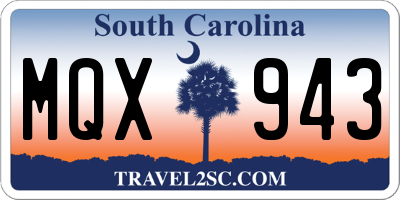 SC license plate MQX943