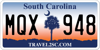 SC license plate MQX948