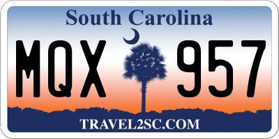 SC license plate MQX957
