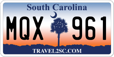SC license plate MQX961