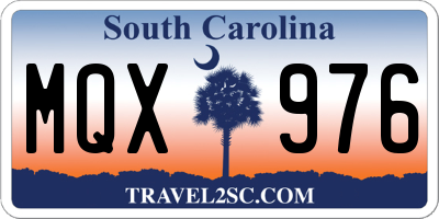 SC license plate MQX976